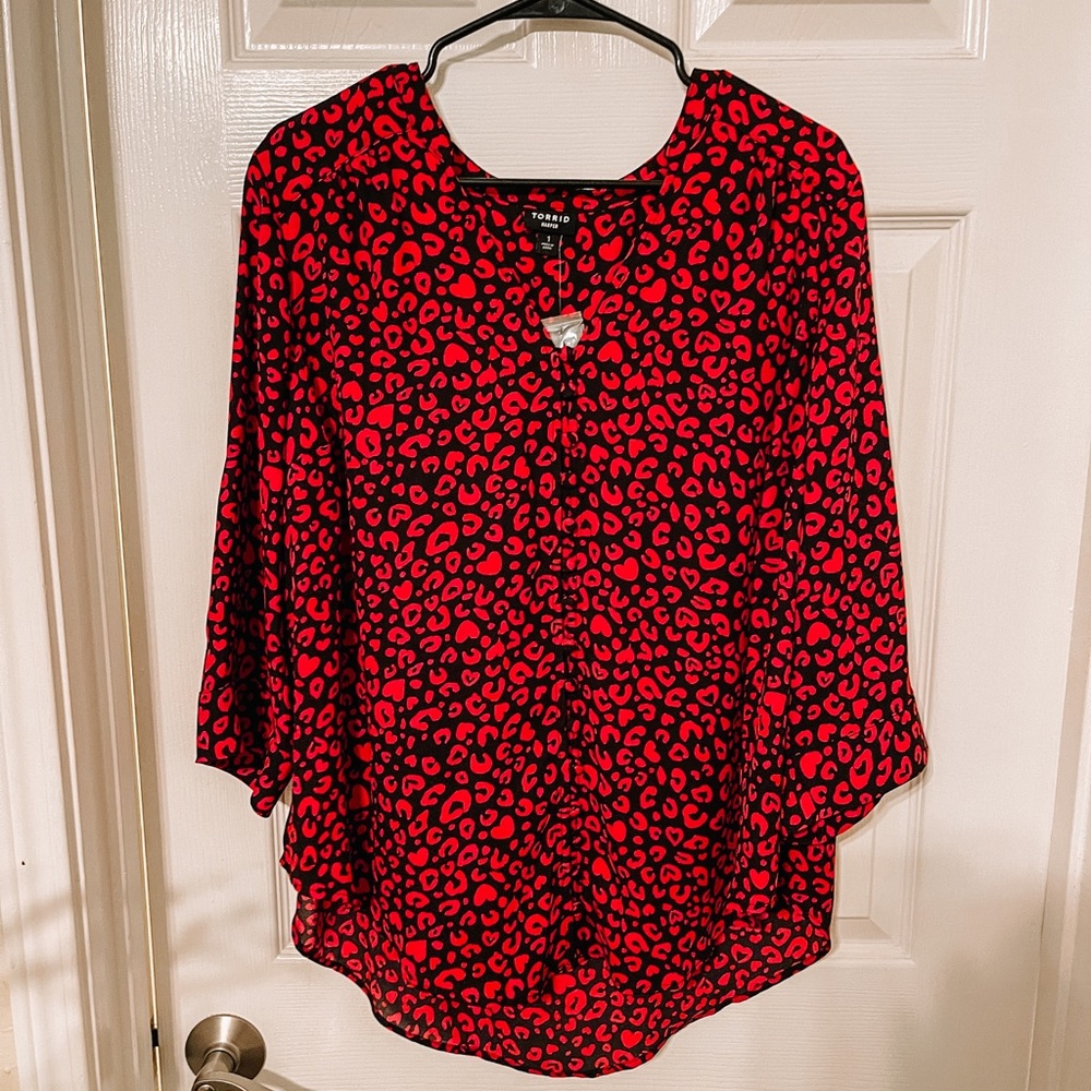 Torrid Red Leopard Print Blouse